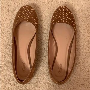 Mauve/tan flats with rose gold sparkles